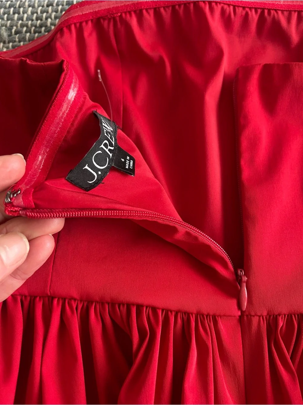 J.Crew Strapless Taffeta Peplum Top Cherry Red